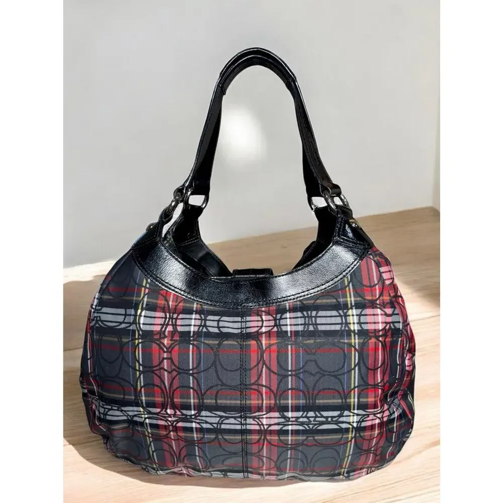 Y2K Coach F15487 Soho Pleated Signature Tartan Hobo Bag 3 Piece Set